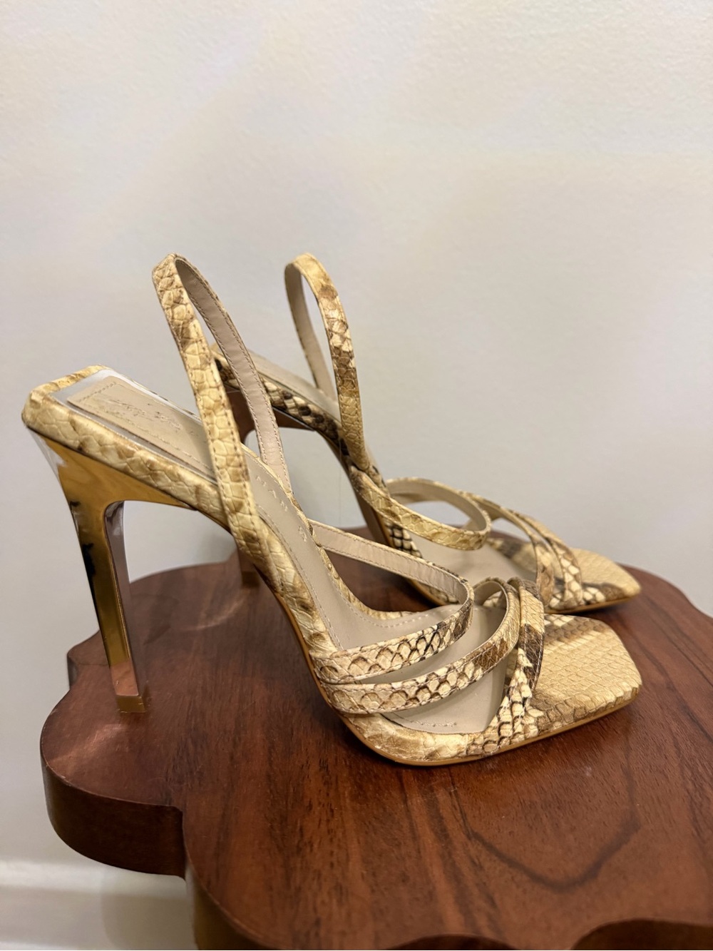 Zara Snakeskin Slingback Heels - Designer Style